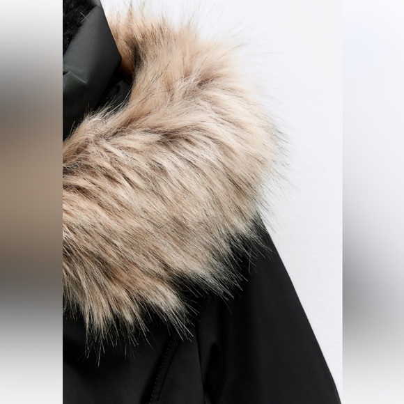 ZARA WATER AND WIND PROTECTION PARKA XS BLACK FUR WINTER COAT JACKET 1255/777 - Picture 11 of 17